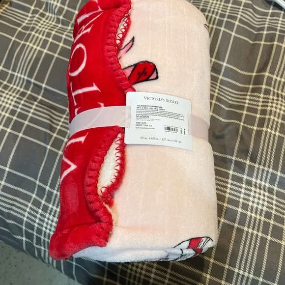 Victoria's Secret Pink and Red Candy Cane Blanket - Picture 2 of 2